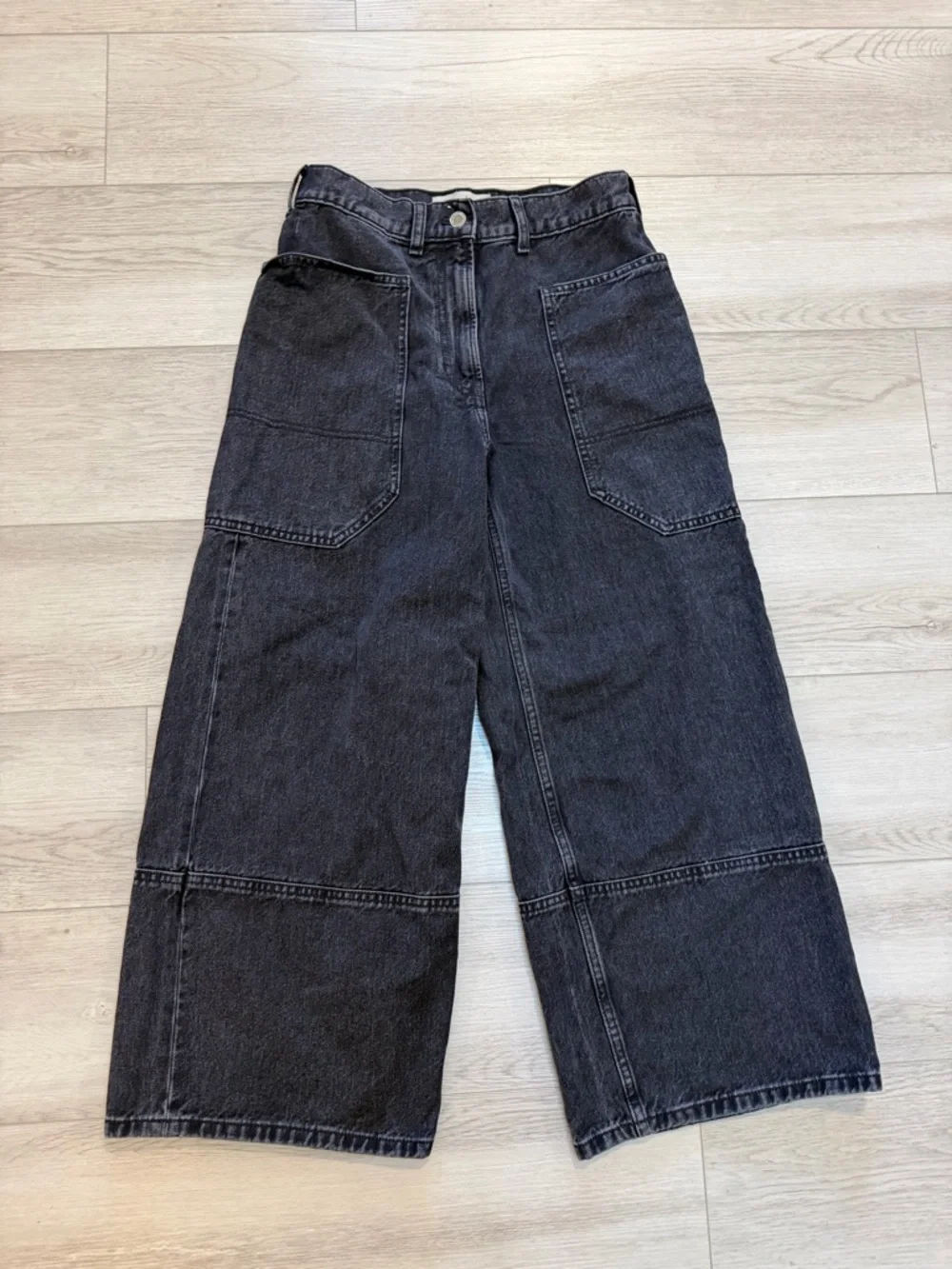 Everlane Jeans 27 Black The Way-High Gardener Cropped Wide Leg High Rise Organic - Picture 4 of 15